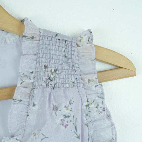 Women's Small Blouse Soft Floral Pastel Purple Cottagecore Romantic Feminine - Picture 4 of 7